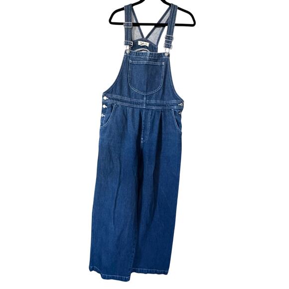 Madewell Overall Women 14 Blue Medium Wash Denim Super Wide-Leg Casual - Picture 12 of 12